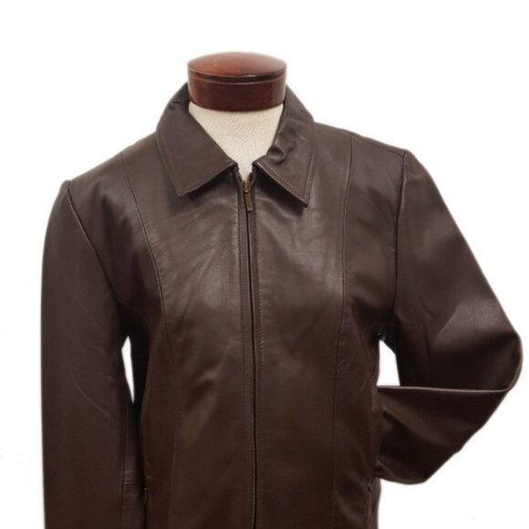 Women’s Cute Basic Nappa Leather Short Jacket 4 Color Available - Picture 6 of 12